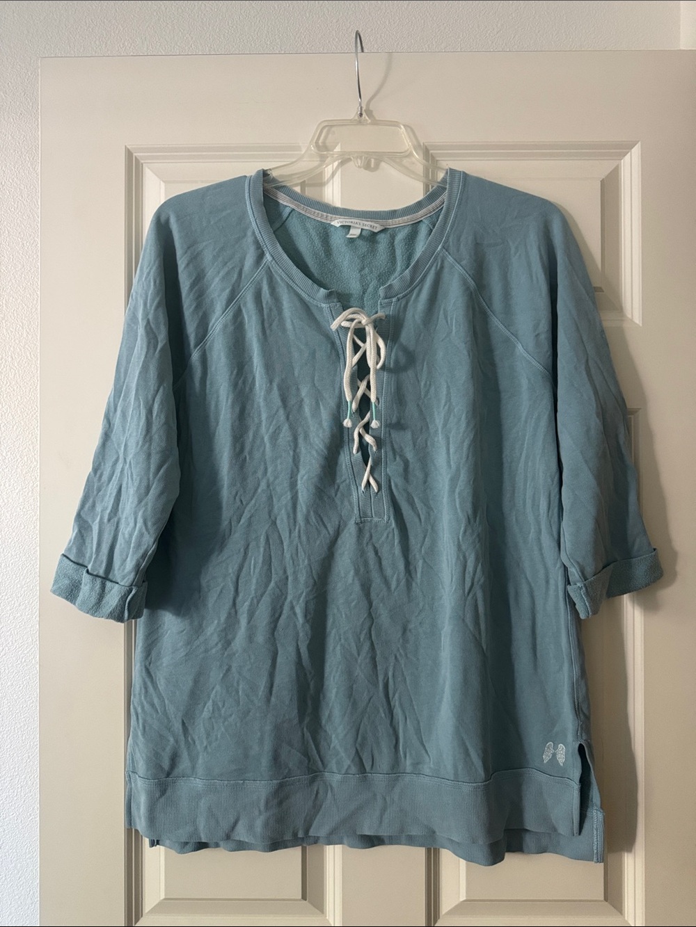 Victoria’s Secret Light Blue Lace-Up Women’s Pullover Top size L